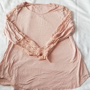 Chico's Light Pink Lace Detailed Top Size 1